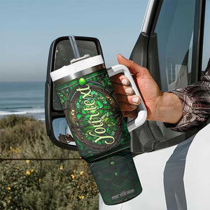 Dragonfly Emerald Crystal Mosaic Tumbler With Handle Personalized TS04 Print Your Wear