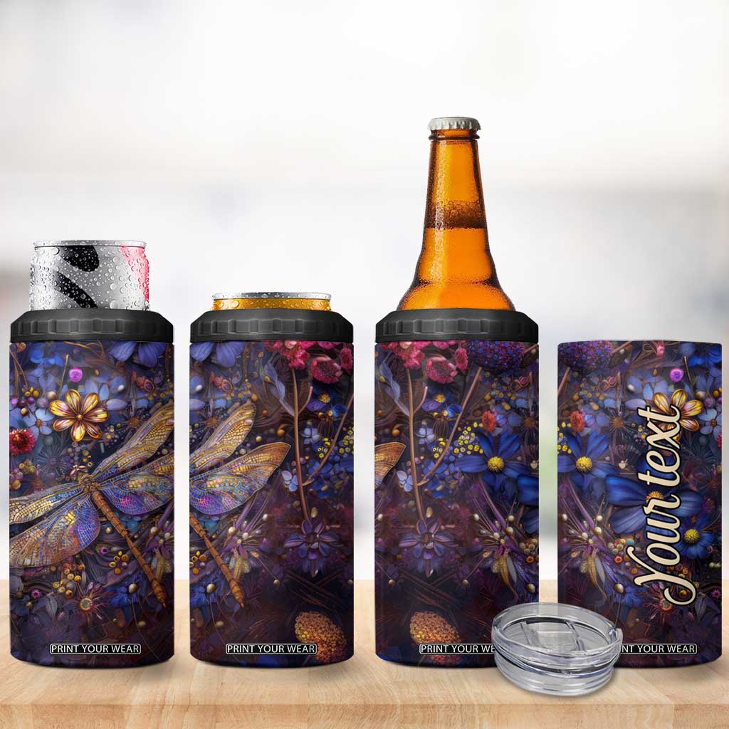 Dragonfly Crystal 4 in 1 Can Cooler Tumbler Personalized TS04 Print Your Wear