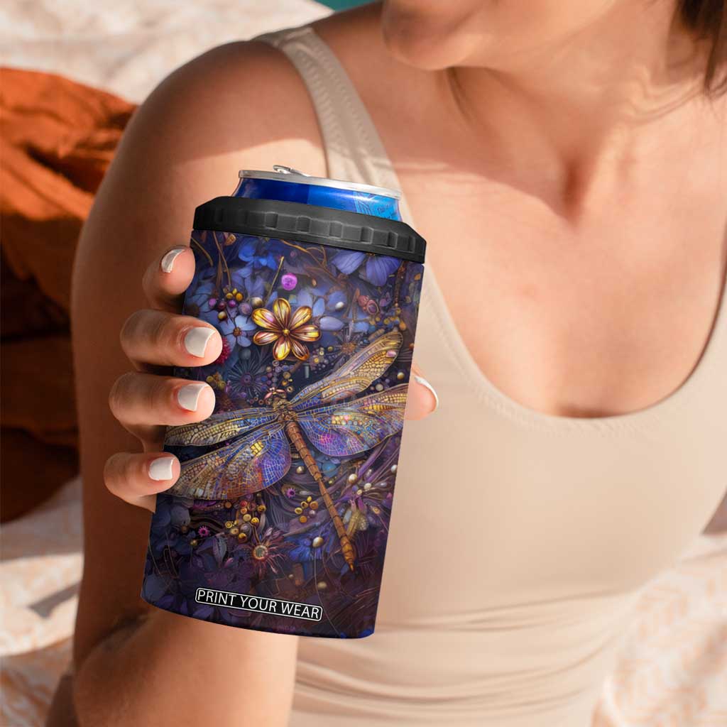 Dragonfly Crystal 4 in 1 Can Cooler Tumbler Personalized TS04 Print Your Wear