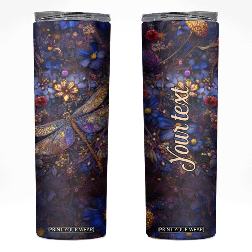 Dragonfly Crystal Skinny Tumbler Personalized TS04 Multicolor Print Your Wear