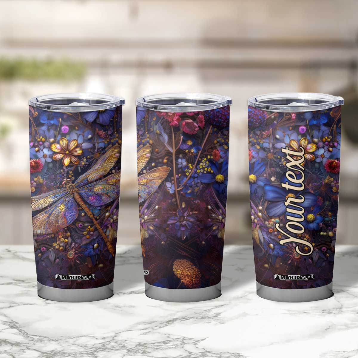 Dragonfly Crystal Tumbler Cup Personalized TS04 Print Your Wear