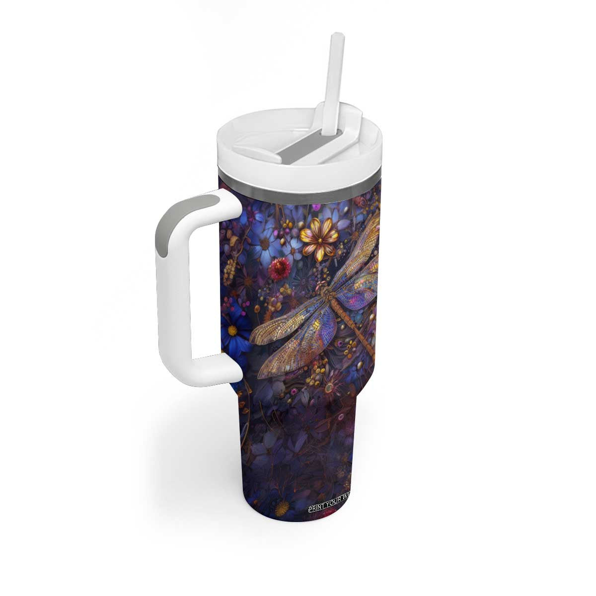 Dragonfly Crystal Tumbler With Handle Personalized TS04 Print Your Wear