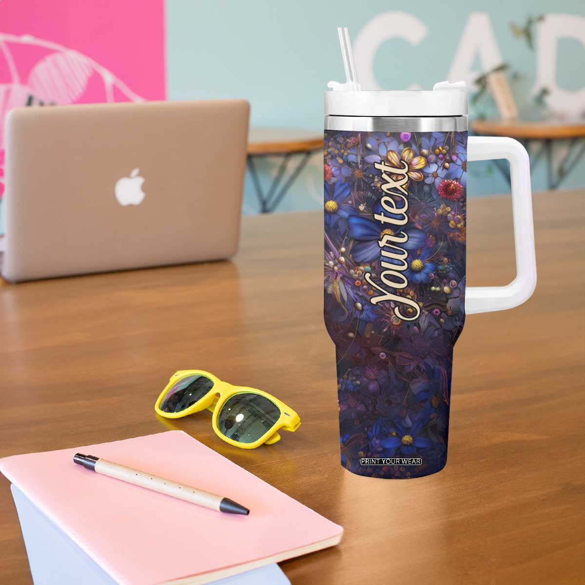 Dragonfly Crystal Tumbler With Handle Personalized TS04 Print Your Wear