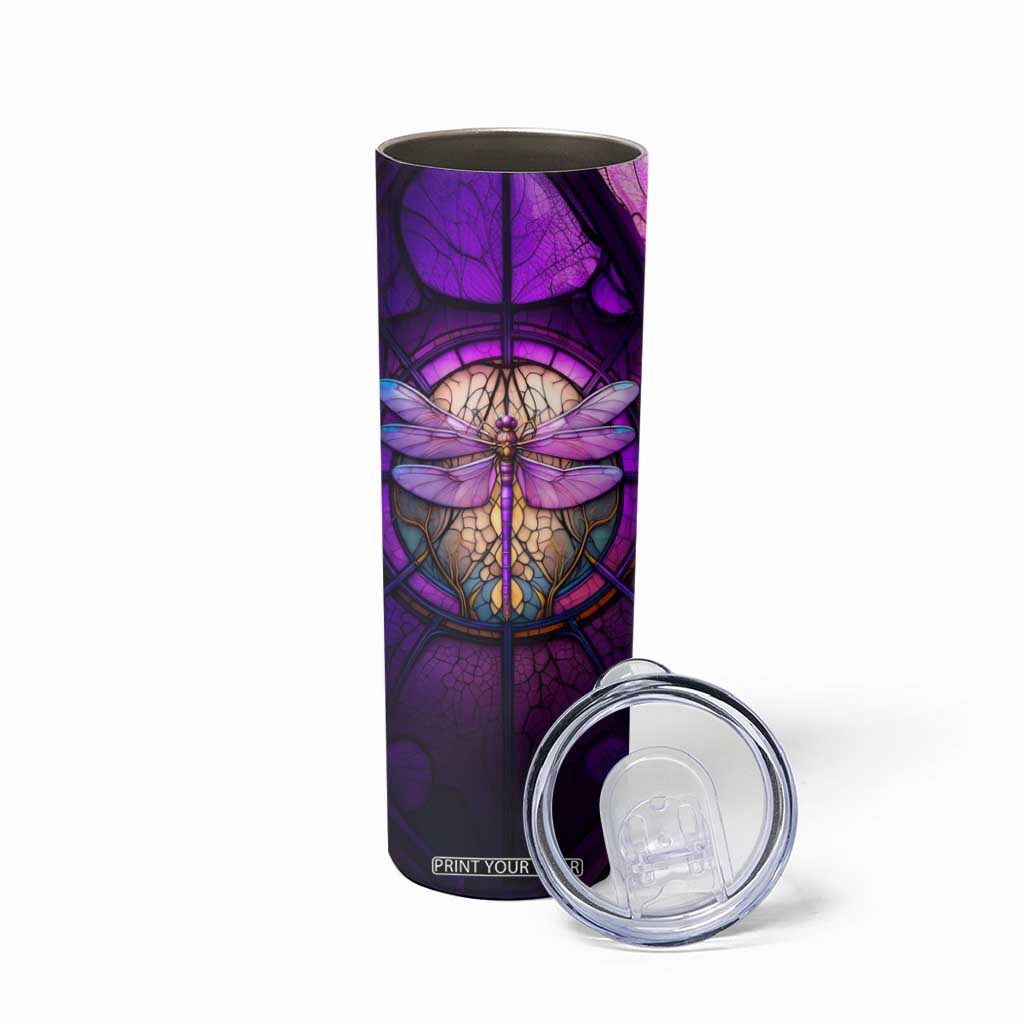 Dragonfly Colorful Glass Stained Skinny Tumbler Personalized TS04 Print Your Wear