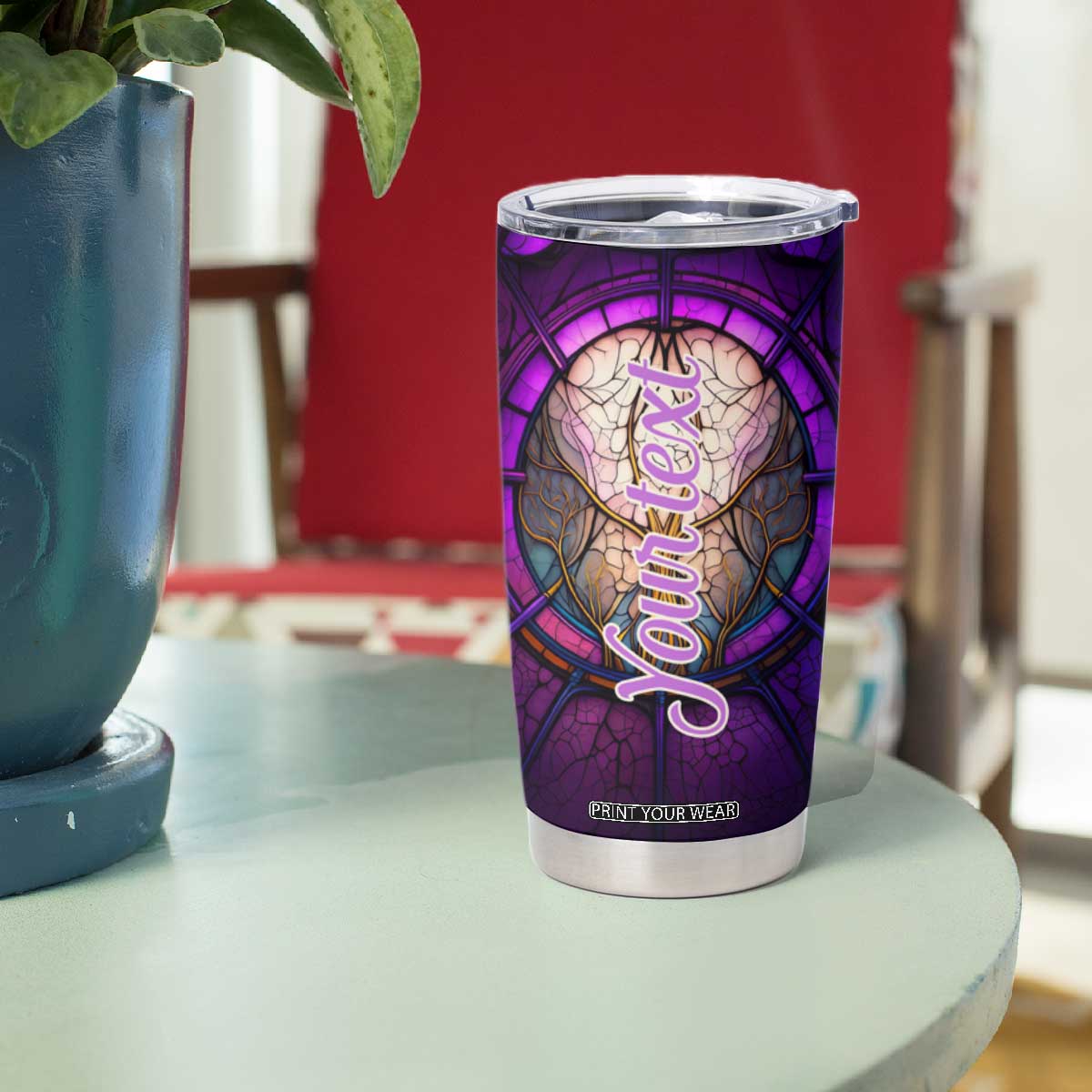 Dragonfly Colorful Glass Stained Tumbler Cup Personalized TS04 Print Your Wear