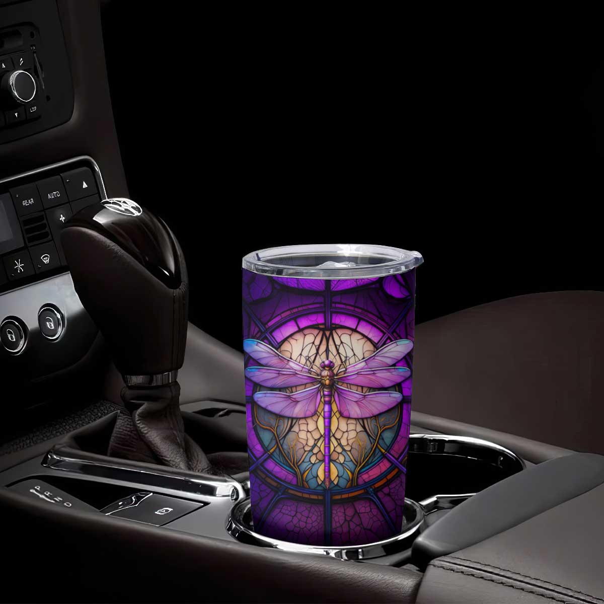 Dragonfly Colorful Glass Stained Tumbler Cup Personalized TS04 Print Your Wear