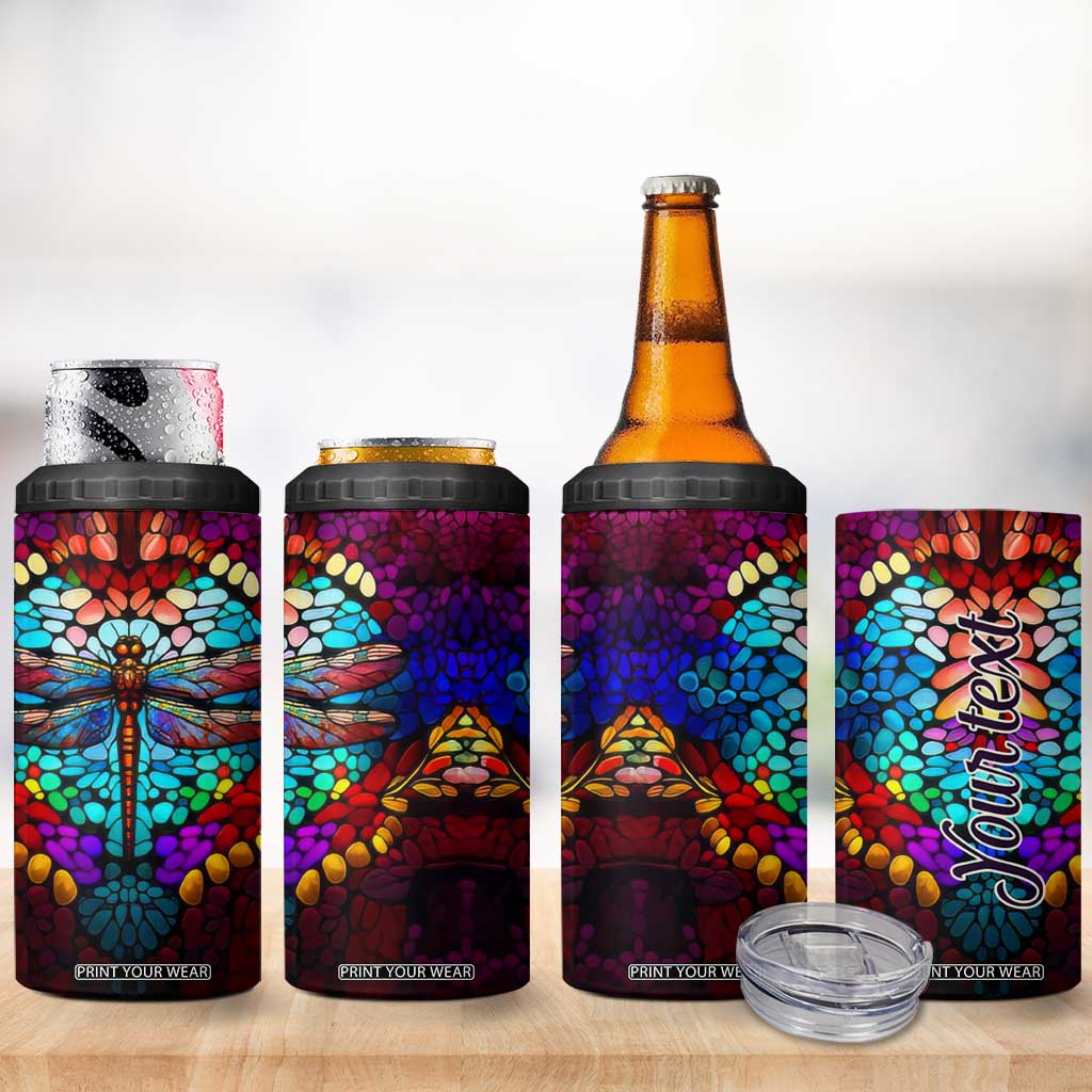 Dragonfly Colorful Crystal Mosaic 4 in 1 Can Cooler Tumbler Personalized TS04 Print Your Wear