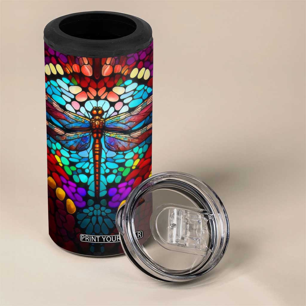 Dragonfly Colorful Crystal Mosaic 4 in 1 Can Cooler Tumbler Personalized TS04 Print Your Wear