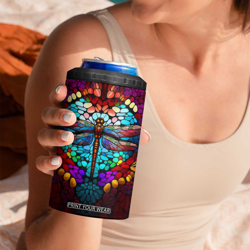 Dragonfly Colorful Crystal Mosaic 4 in 1 Can Cooler Tumbler Personalized TS04 Print Your Wear