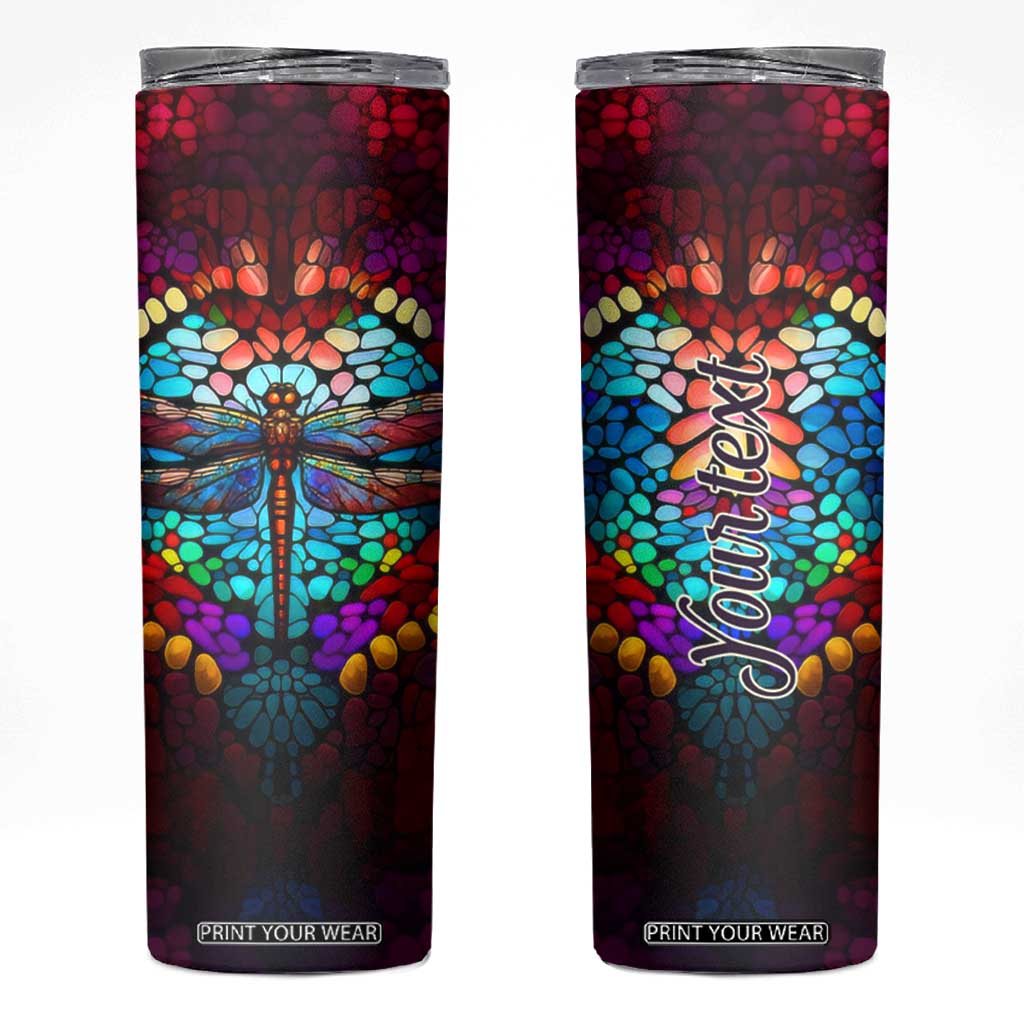 Dragonfly Colorful Crystal Mosaic Skinny Tumbler Personalized TS04 Multicolor Print Your Wear