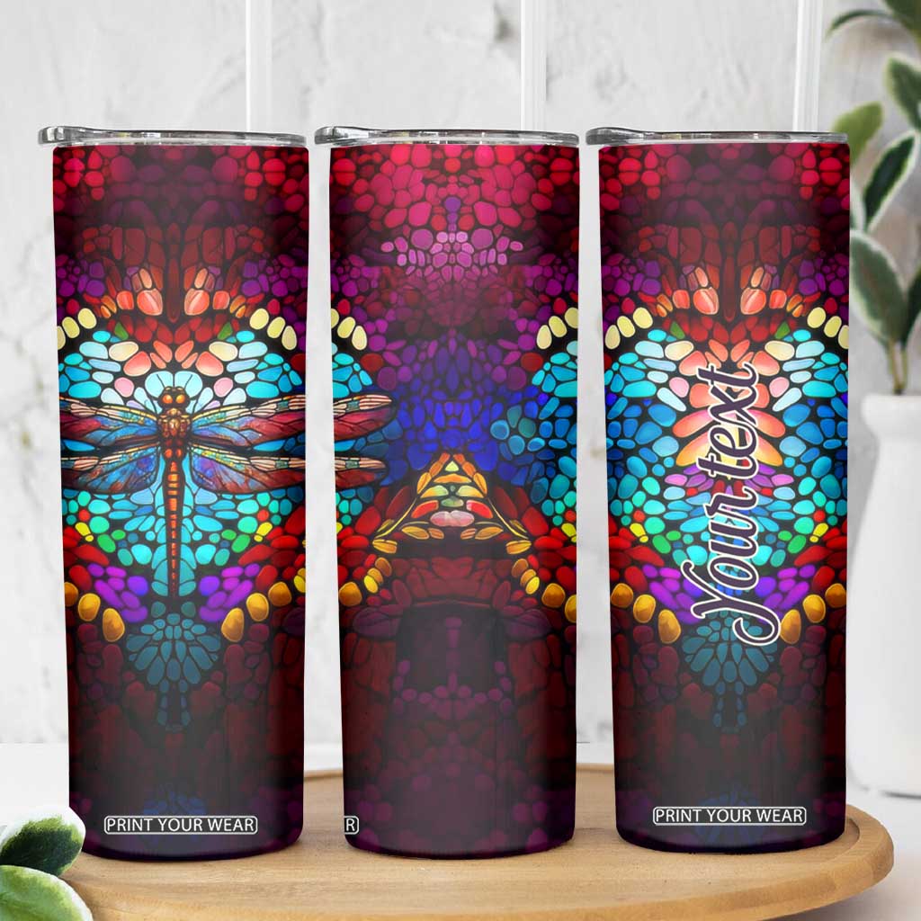 Dragonfly Colorful Crystal Mosaic Skinny Tumbler Personalized TS04 Print Your Wear