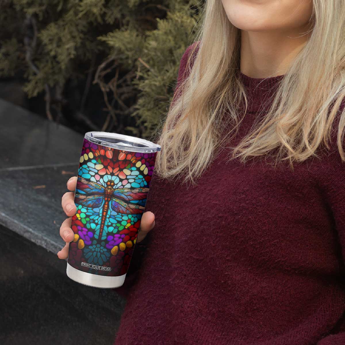 Dragonfly Colorful Crystal Mosaic Tumbler Cup Personalized TS04 Print Your Wear