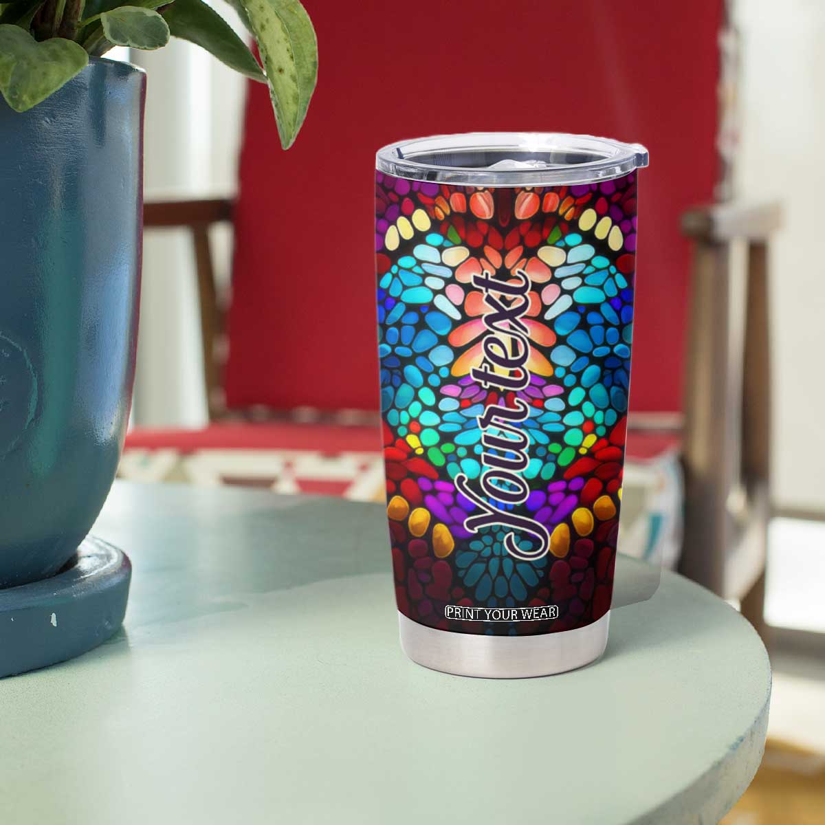 Dragonfly Colorful Crystal Mosaic Tumbler Cup Personalized TS04 Print Your Wear