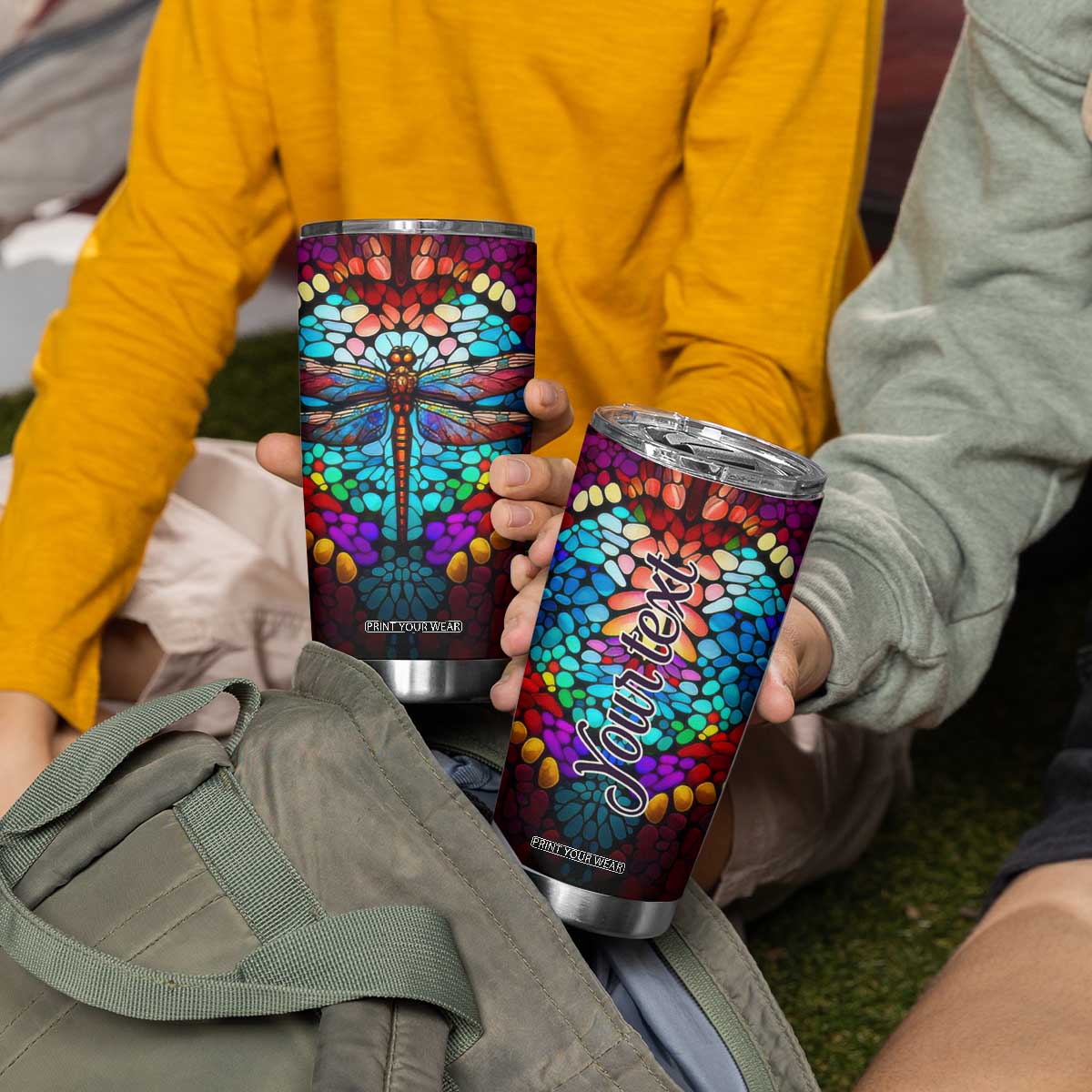 Dragonfly Colorful Crystal Mosaic Tumbler Cup Personalized TS04 Print Your Wear