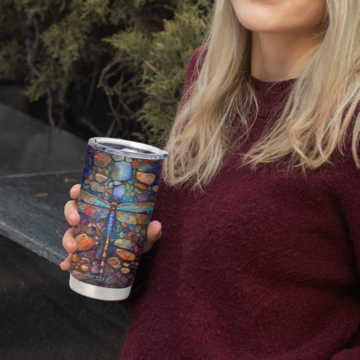 Dragonfly Abstract Art Tumbler Cup Personalized TS04 Print Your Wear