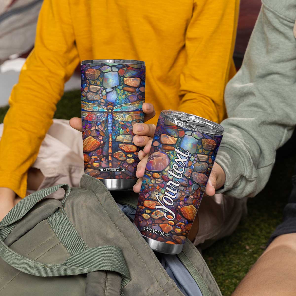 Dragonfly Abstract Art Tumbler Cup Personalized TS04 Print Your Wear