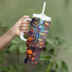 Dragonfly Abstract Art Tumbler With Handle Personalized TS04 Print Your Wear