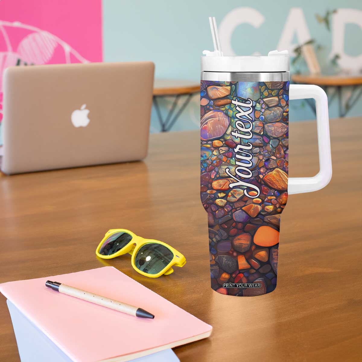 Dragonfly Abstract Art Tumbler With Handle Personalized TS04 Print Your Wear