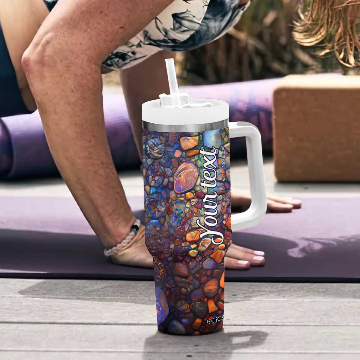 Dragonfly Abstract Art Tumbler With Handle Personalized TS04 Print Your Wear