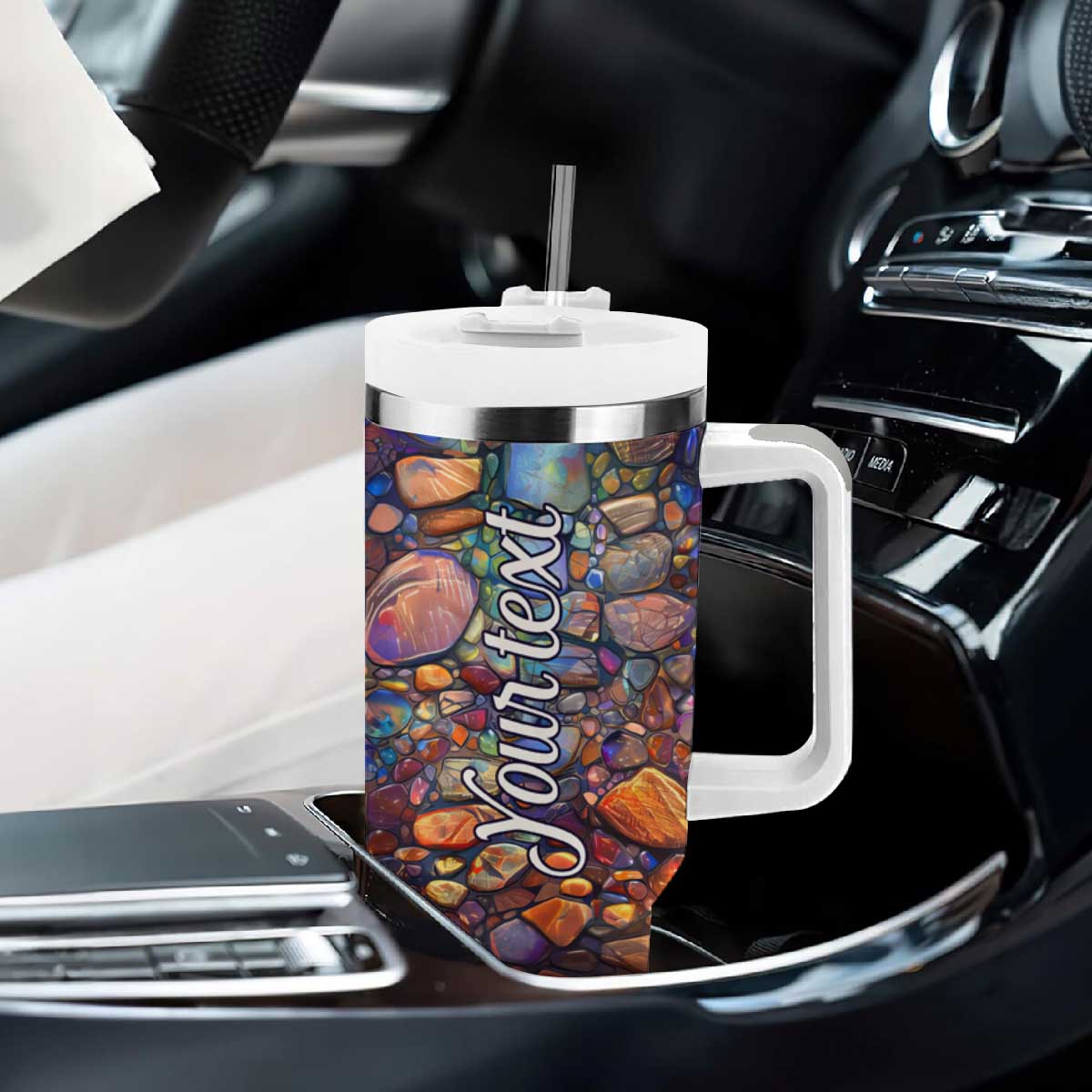 Dragonfly Abstract Art Tumbler With Handle Personalized TS04 Print Your Wear