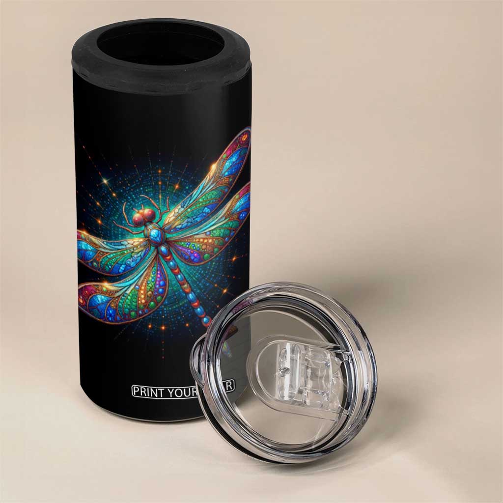 Colorful Dragonfly Crystal 4 in 1 Can Cooler Tumbler Personalized TS04 Print Your Wear