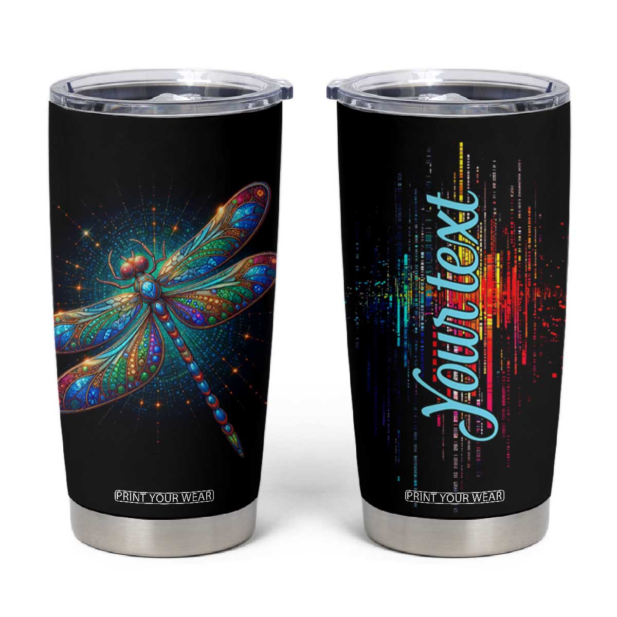 Colorful Dragonfly Crystal Tumbler Cup Personalized TS04 Multicolor Print Your Wear