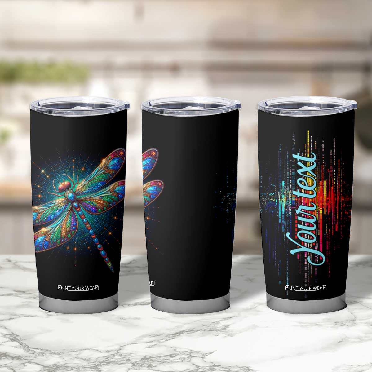 Colorful Dragonfly Crystal Tumbler Cup Personalized TS04 Print Your Wear