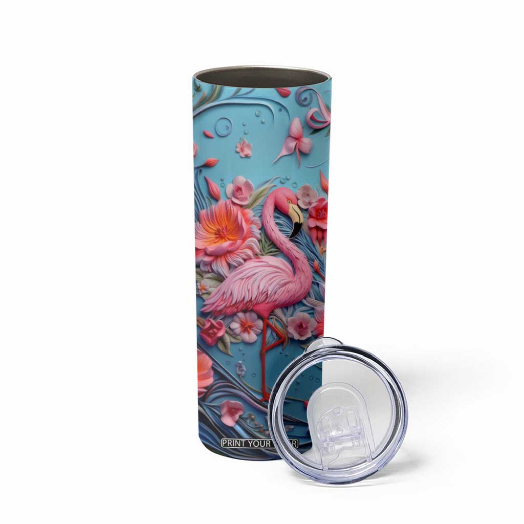 Flamingo Leather Carving Skinny Tumbler Personalized TS04 Print Your Wear