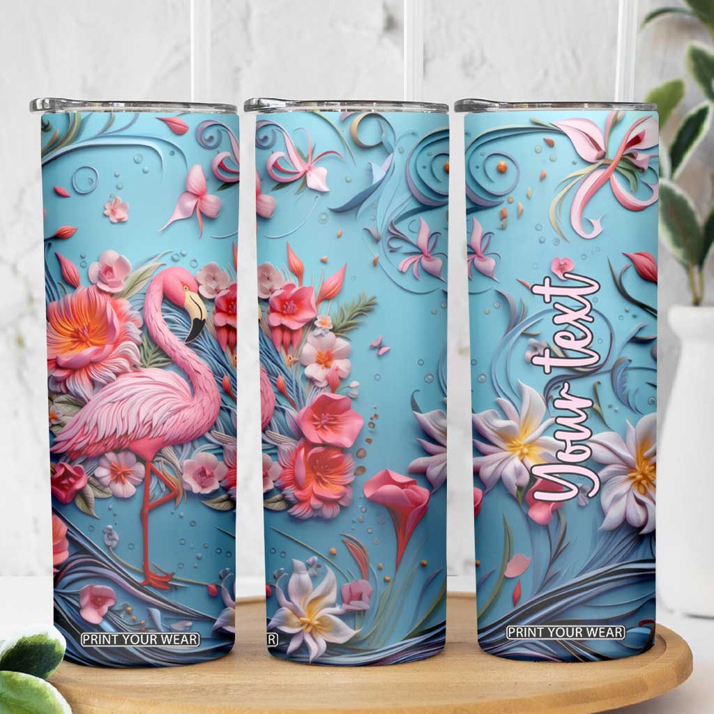 Flamingo Leather Carving Skinny Tumbler Personalized TS04 Print Your Wear