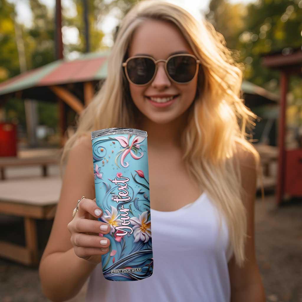 Flamingo Leather Carving Skinny Tumbler Personalized TS04 Print Your Wear