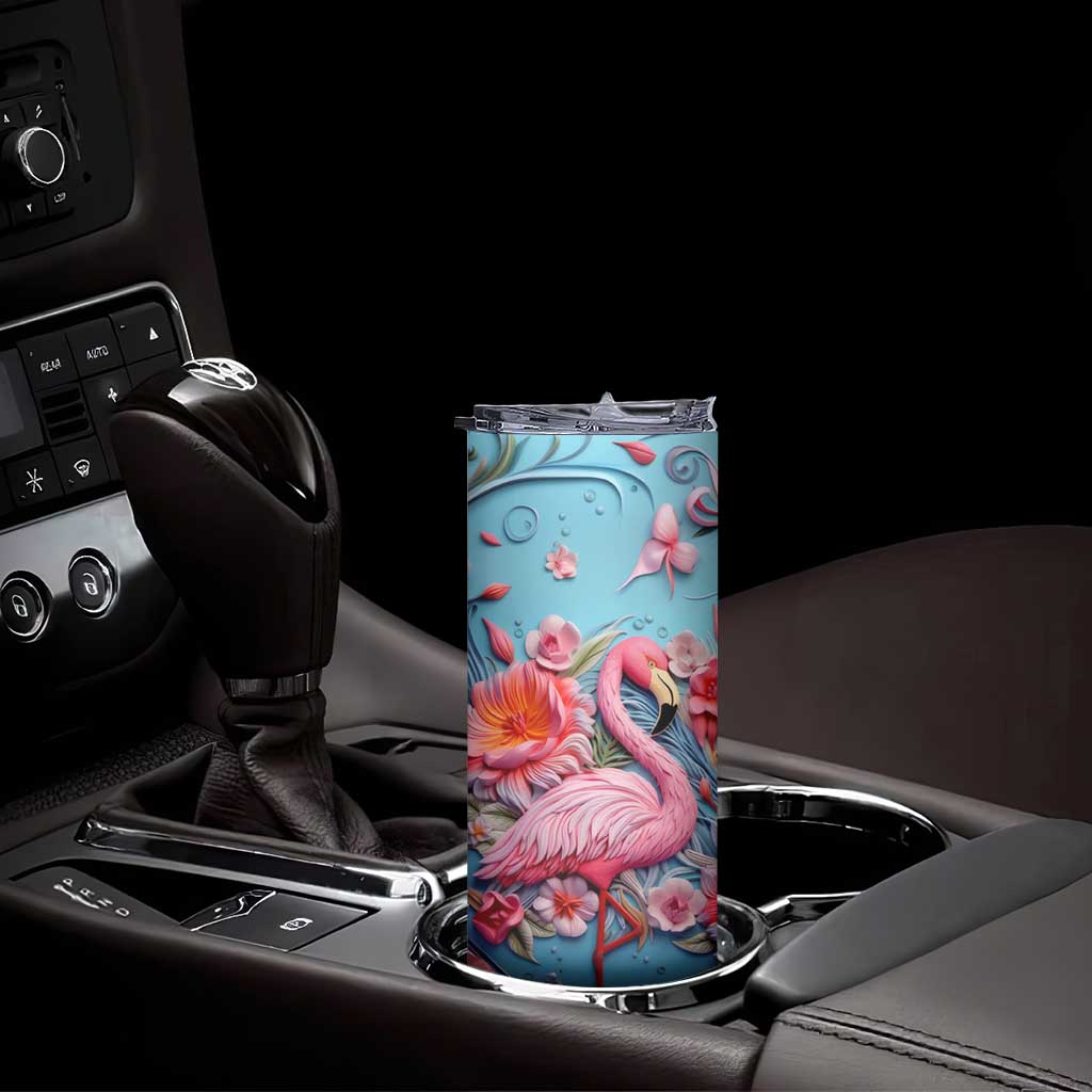 Flamingo Leather Carving Skinny Tumbler Personalized TS04 Print Your Wear
