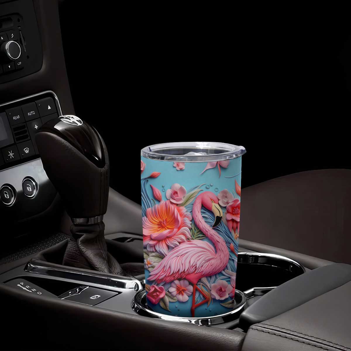Flamingo Leather Carving Tumbler Cup Personalized TS04 Print Your Wear