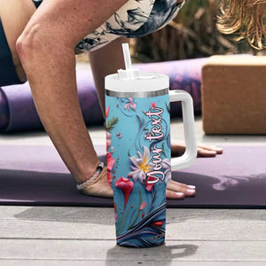 Flamingo Leather Carving Tumbler With Handle Personalized TS04 Print Your Wear