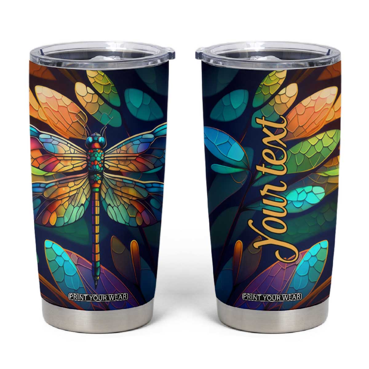 Colorful Dragonfly Tumbler Cup Personalized TS04 Multicolor Print Your Wear