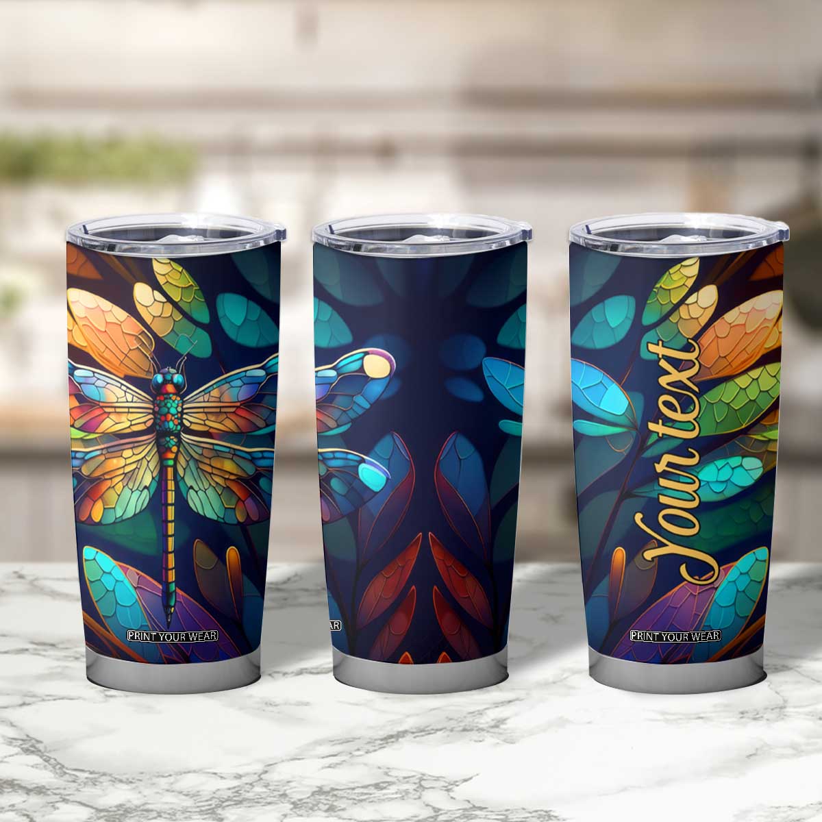 Colorful Dragonfly Tumbler Cup Personalized TS04 Print Your Wear