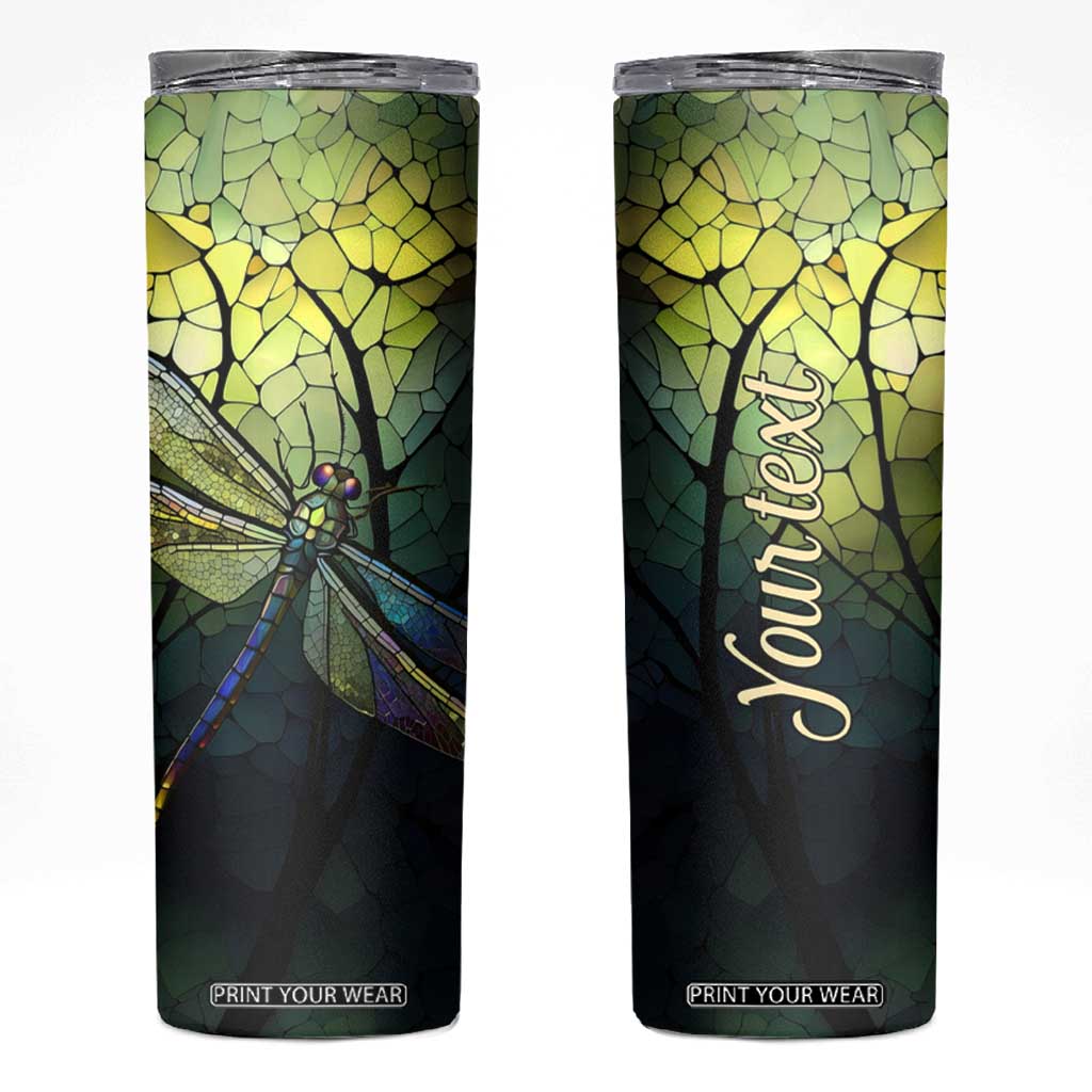 Dragonfly Citrine Crystal Mosaic Skinny Tumbler Personalized TS04 Multicolor Print Your Wear