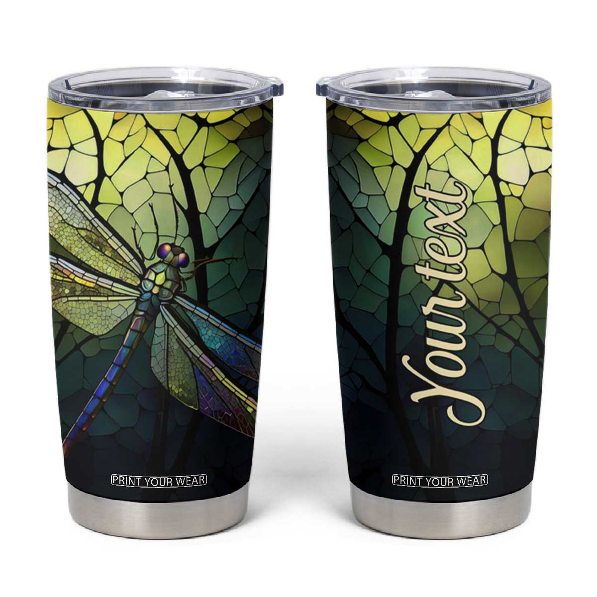 Dragonfly Citrine Crystal Mosaic Tumbler Cup Personalized TS04 Multicolor Print Your Wear