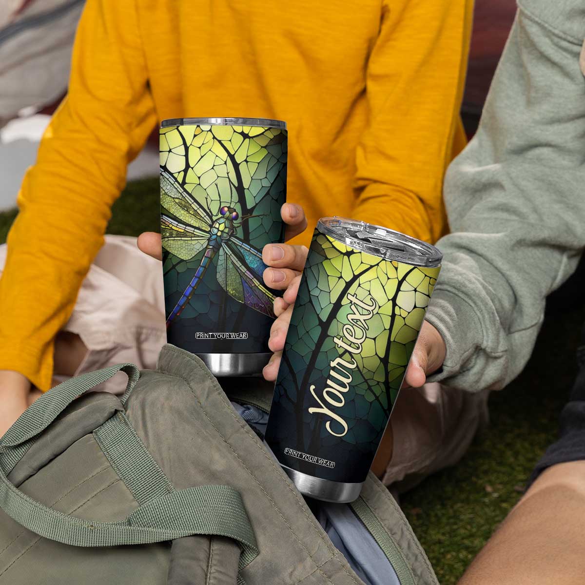 Dragonfly Citrine Crystal Mosaic Tumbler Cup Personalized TS04 Print Your Wear