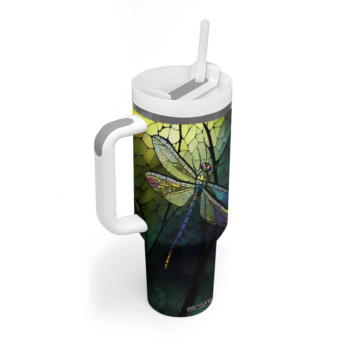 Dragonfly Citrine Crystal Mosaic Tumbler With Handle Personalized TS04 Print Your Wear