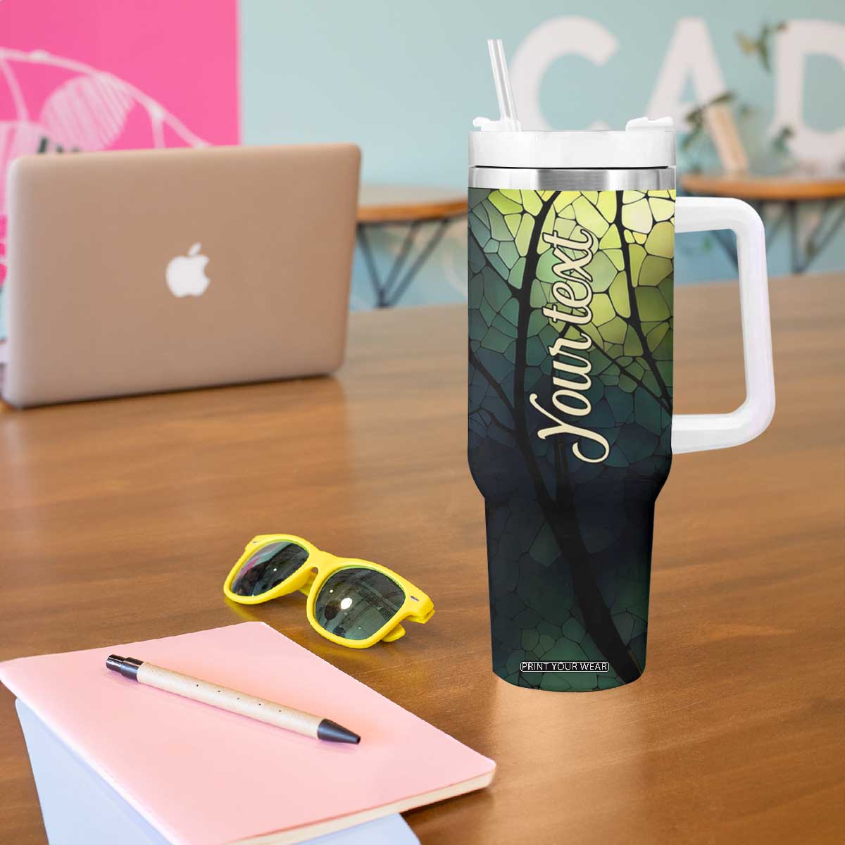 Dragonfly Citrine Crystal Mosaic Tumbler With Handle Personalized TS04 Print Your Wear