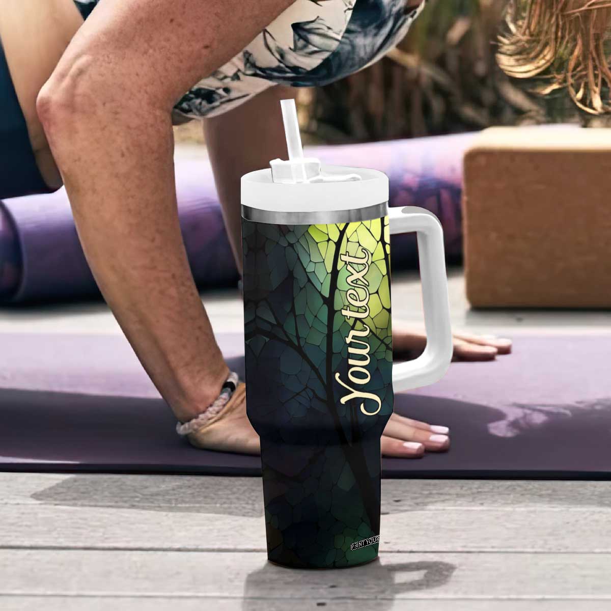 Dragonfly Citrine Crystal Mosaic Tumbler With Handle Personalized TS04 Print Your Wear