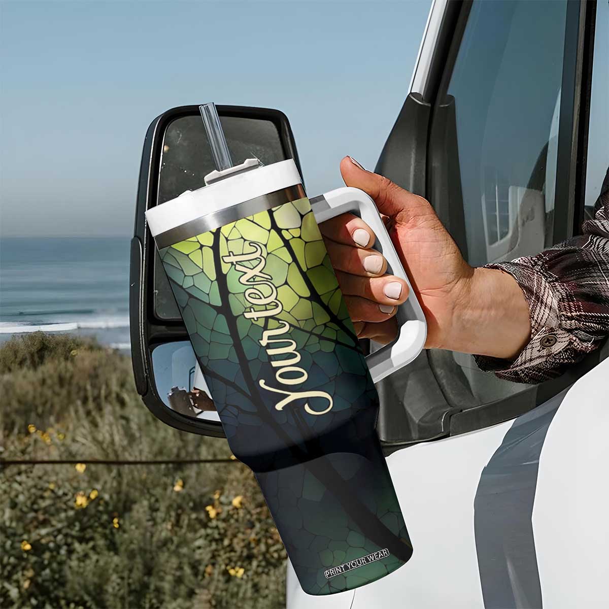 Dragonfly Citrine Crystal Mosaic Tumbler With Handle Personalized TS04 Print Your Wear