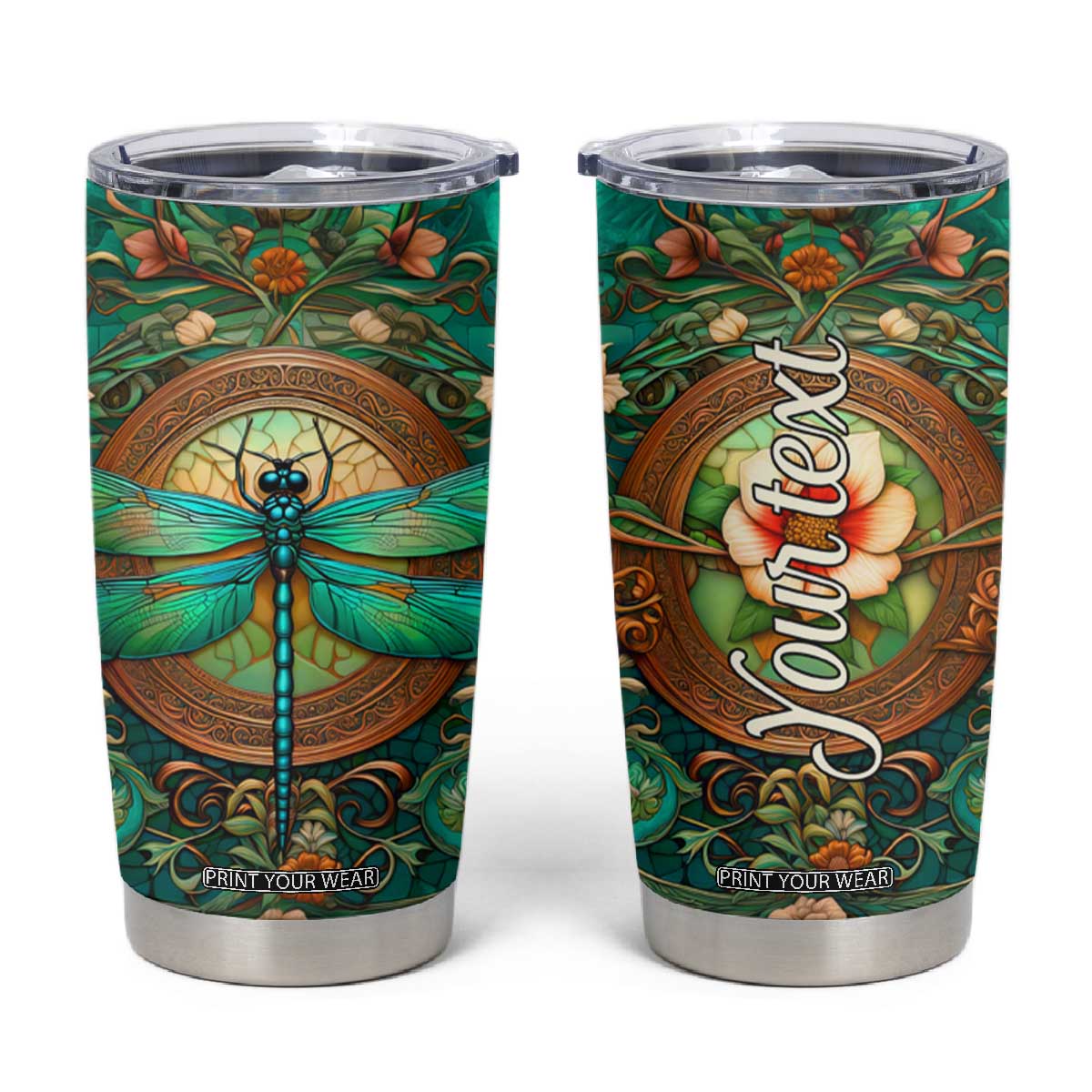 Dragonfly Chrysoprase Crystal Mosaic Tumbler Cup Personalized TS04 Multicolor Print Your Wear