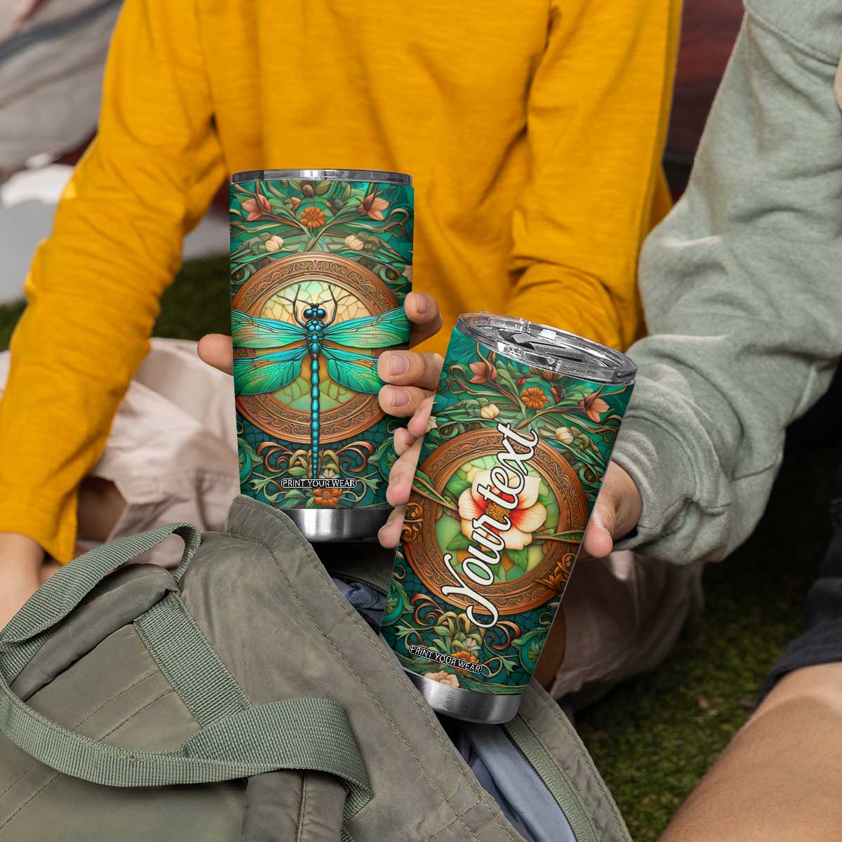 Dragonfly Chrysoprase Crystal Mosaic Tumbler Cup Personalized TS04 Print Your Wear