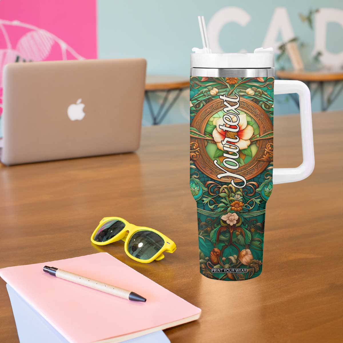 Dragonfly Chrysoprase Crystal Mosaic Tumbler With Handle Personalized TS04 Print Your Wear