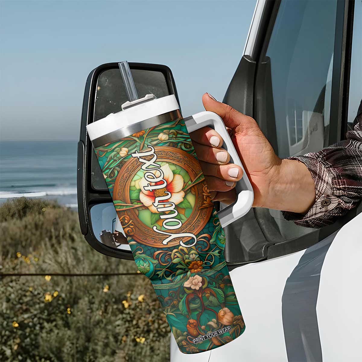 Dragonfly Chrysoprase Crystal Mosaic Tumbler With Handle Personalized TS04 Print Your Wear