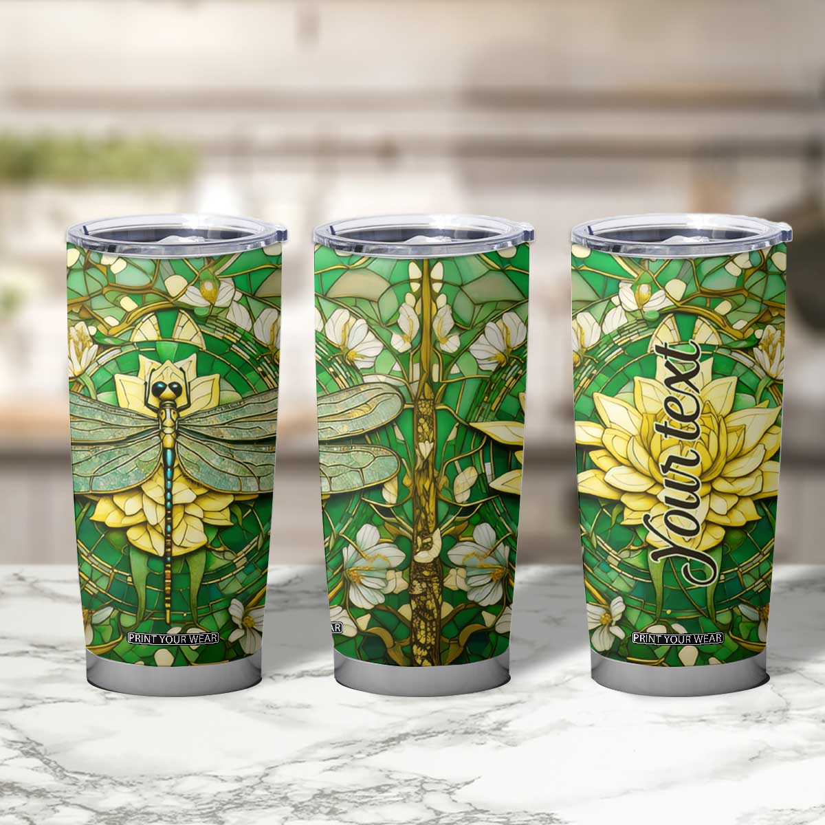 Dragonfly Chrysolite Crystal Mosaic Tumbler Cup Personalized TS04 Print Your Wear
