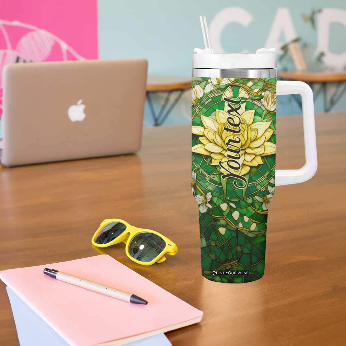 Dragonfly Chrysolite Crystal Mosaic Tumbler With Handle Personalized TS04 Print Your Wear