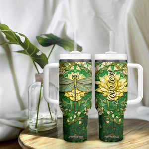 Dragonfly Chrysolite Crystal Mosaic Tumbler With Handle Personalized TS04 Print Your Wear