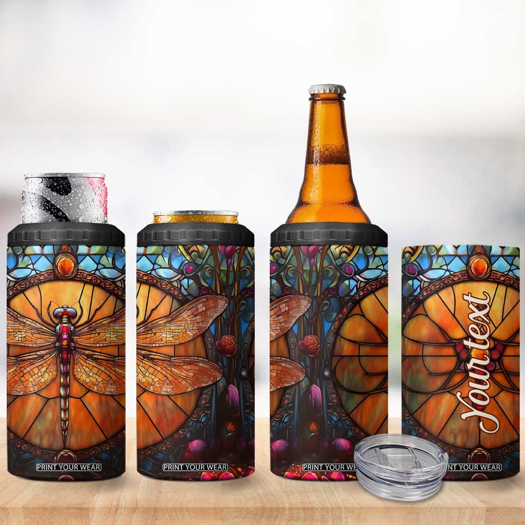Dragonfly Carnelian Crystal Mosaic 4 in 1 Can Cooler Tumbler Personalized TS04 Print Your Wear